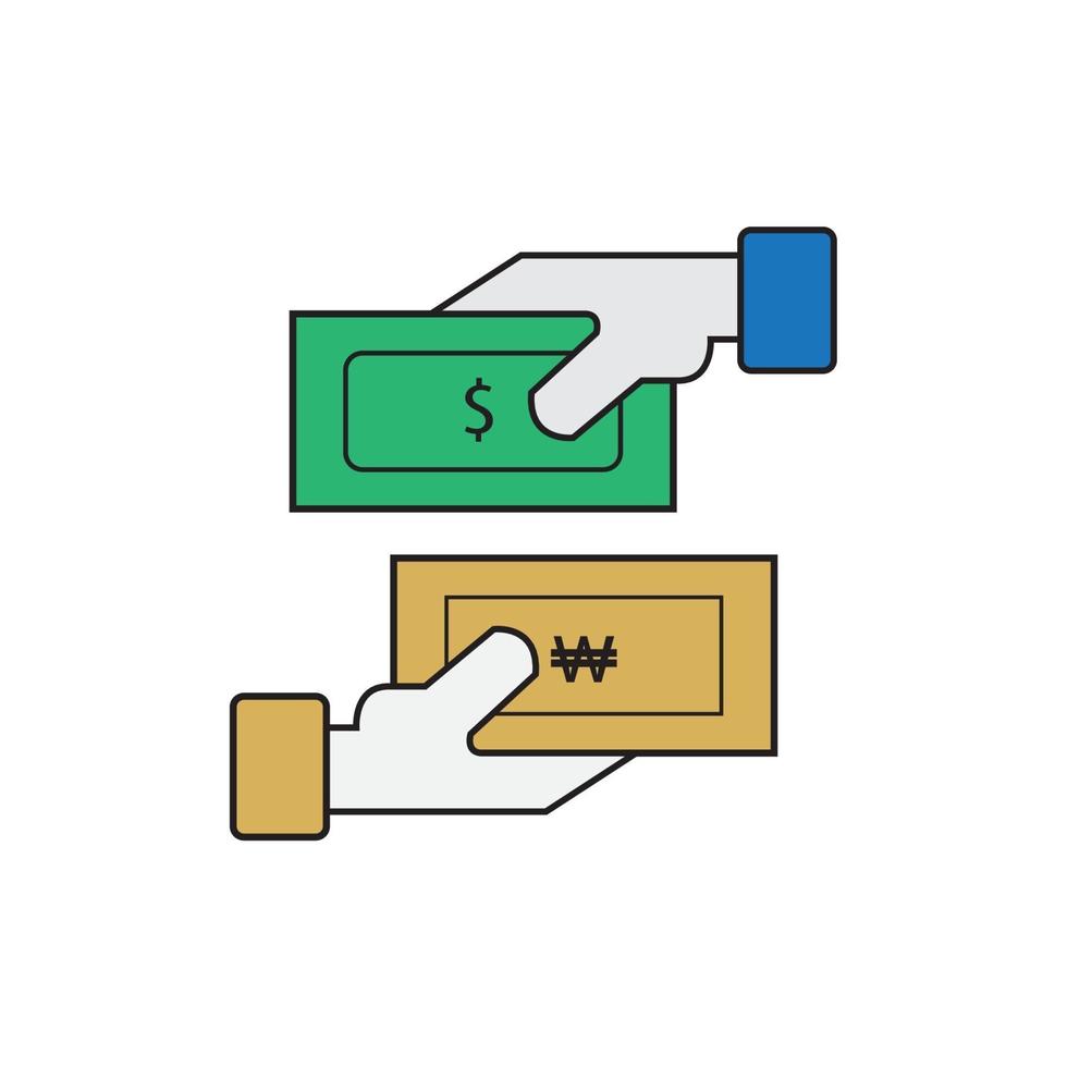 Illustration Vector Graphic of Exchange Money Paper Dollar to Won