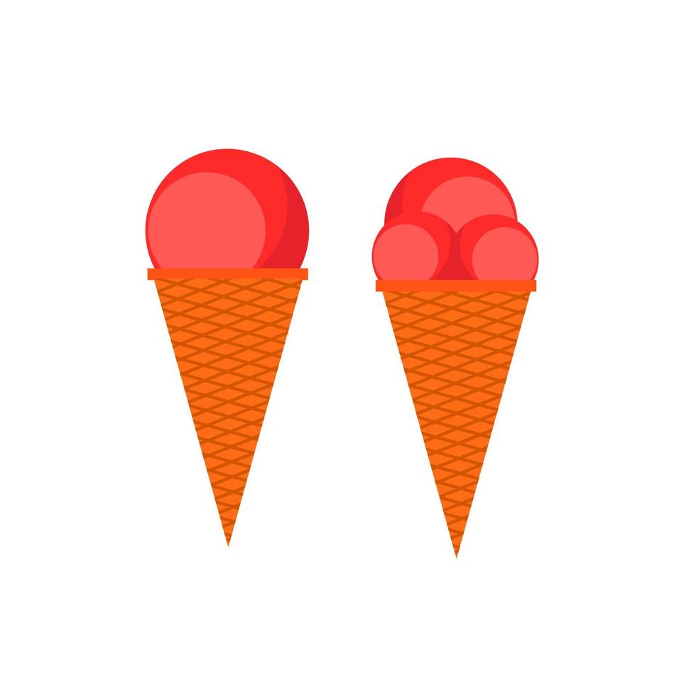 Ice cream cone vector set. Simple ice cream clipart set.