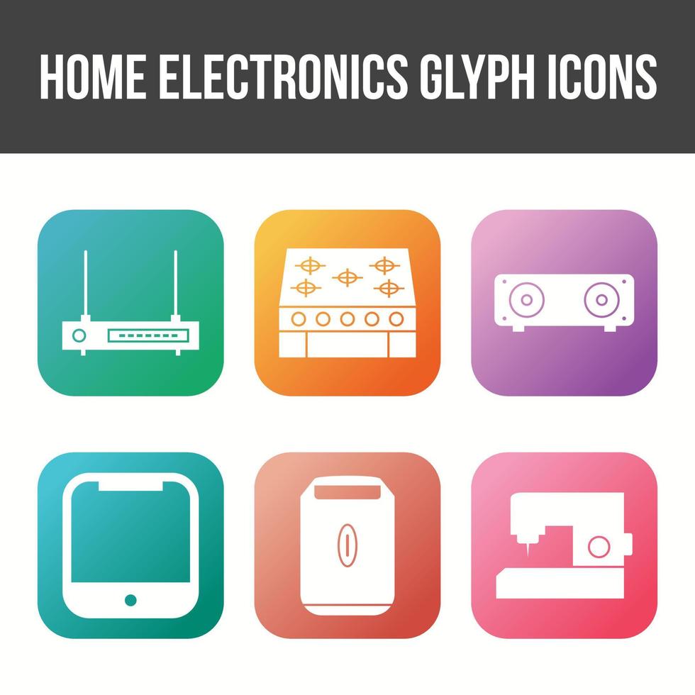 Unique Home Electronics Glyph Icon Set vector