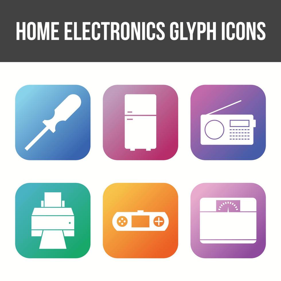 Unique Home Electronics Glyph Icon Set vector