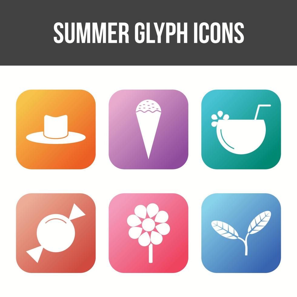 Unique Summer Glyph Vector Icon Set