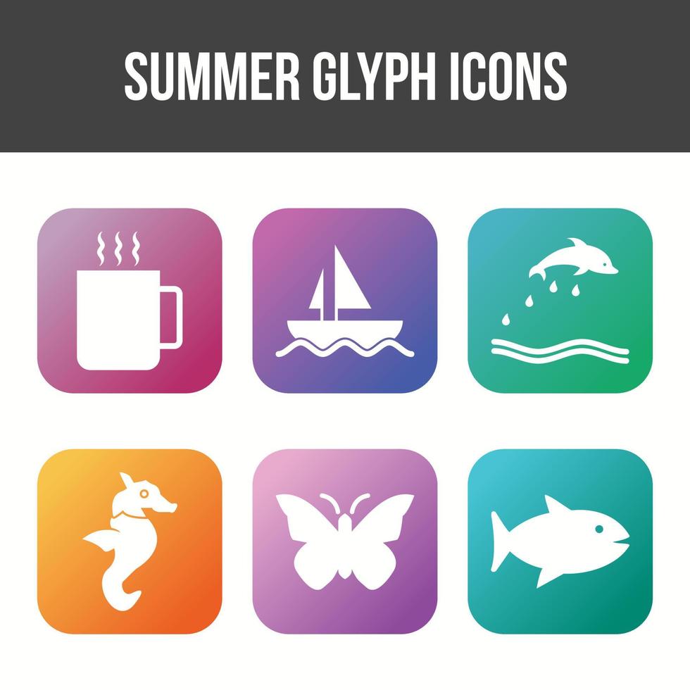 Unique Summer Glyph Vector Icon Set