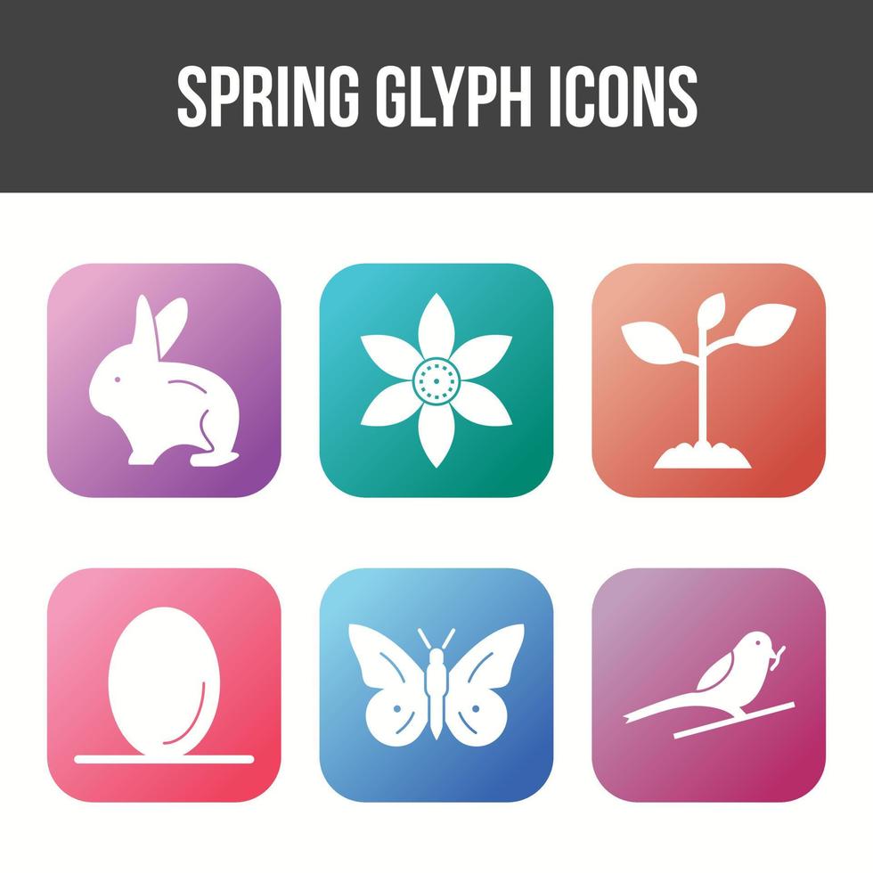 Spring Glyph Vector Icon Set
