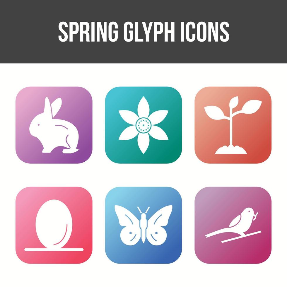 conjunto de iconos de vector de glifo de primavera