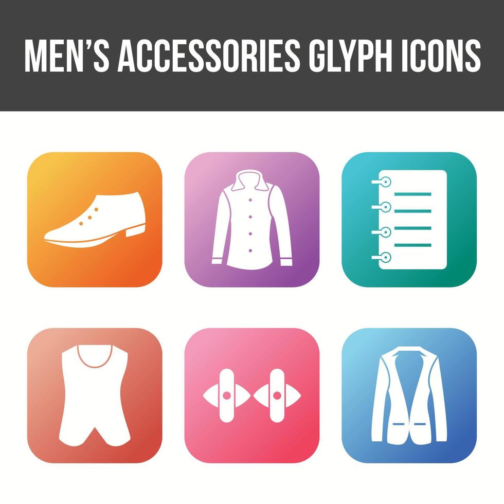 conjunto de iconos de vector de accesorios para hombres
