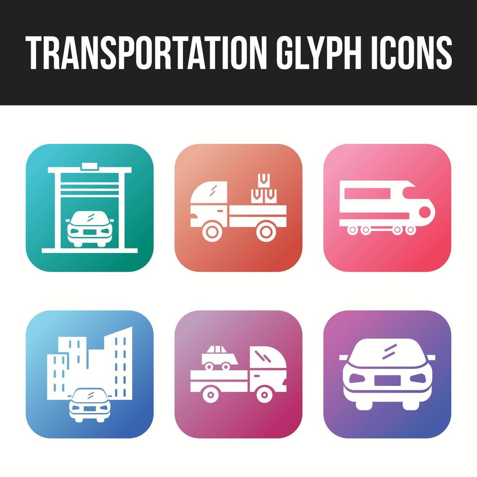 conjunto de iconos de icono de glifo de transporte único vector