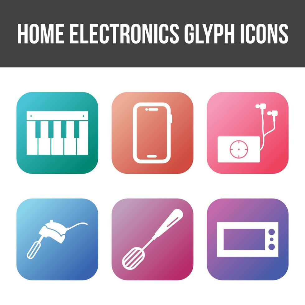 Unique Home Electronics Glyph Icon Set vector