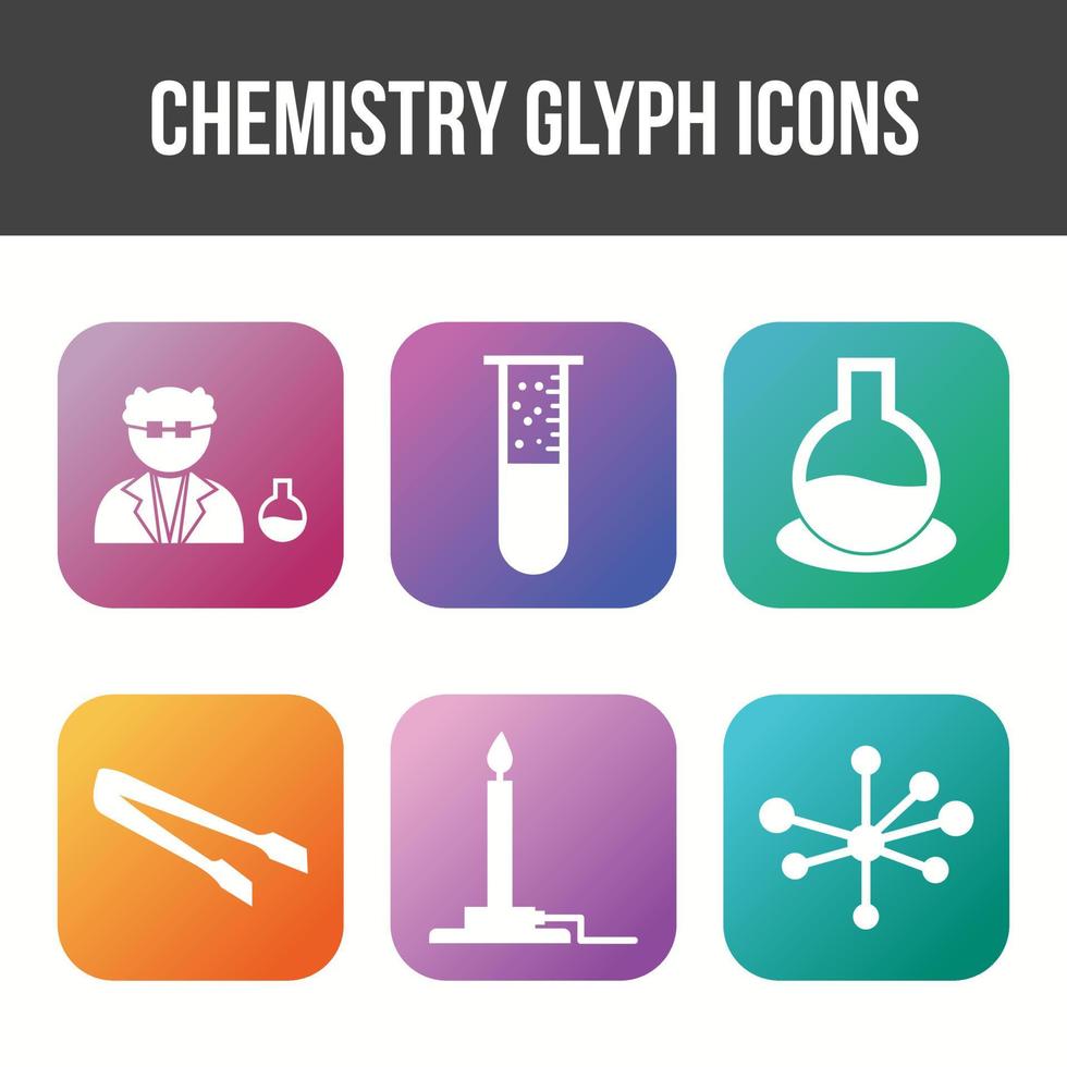 conjunto de iconos de vector de glifo de química única