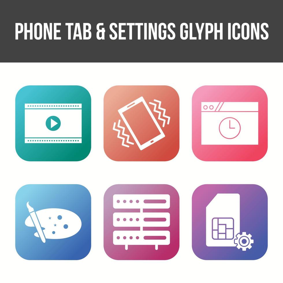 Unique Phone Tab and Settings Vector Icon Set