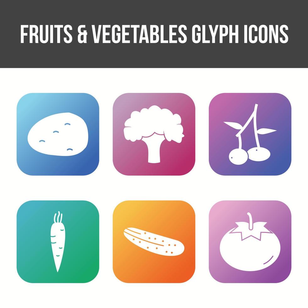 Unique Fruits and Vegetable Vector Icon Set