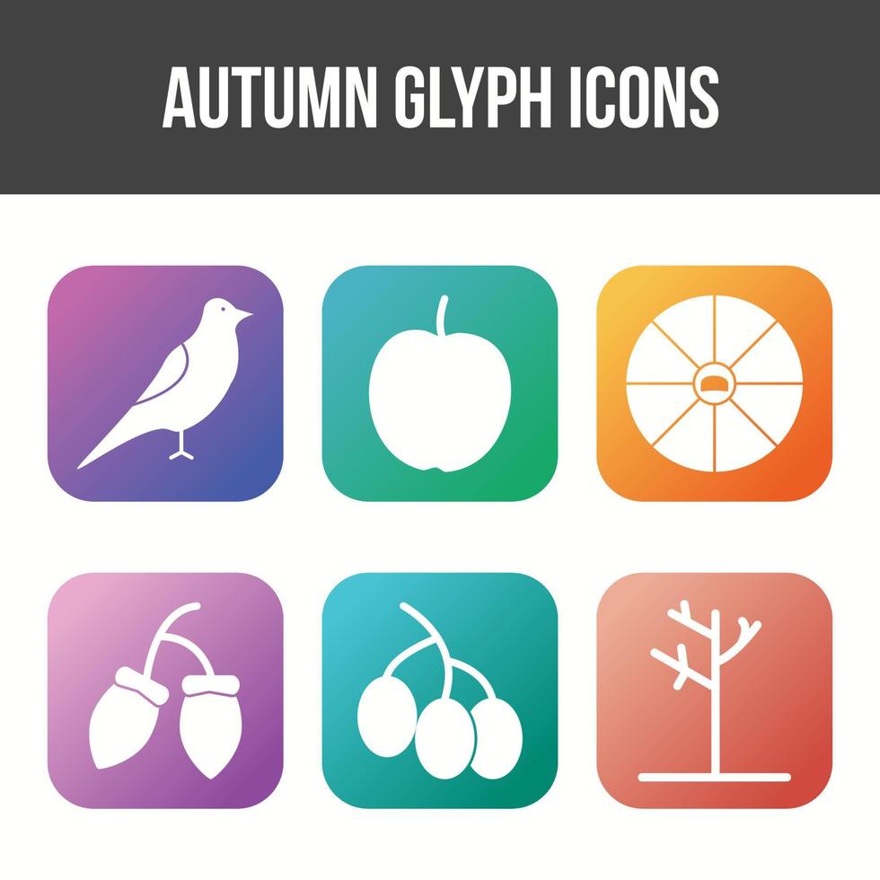 conjunto de iconos de vector de otoño único