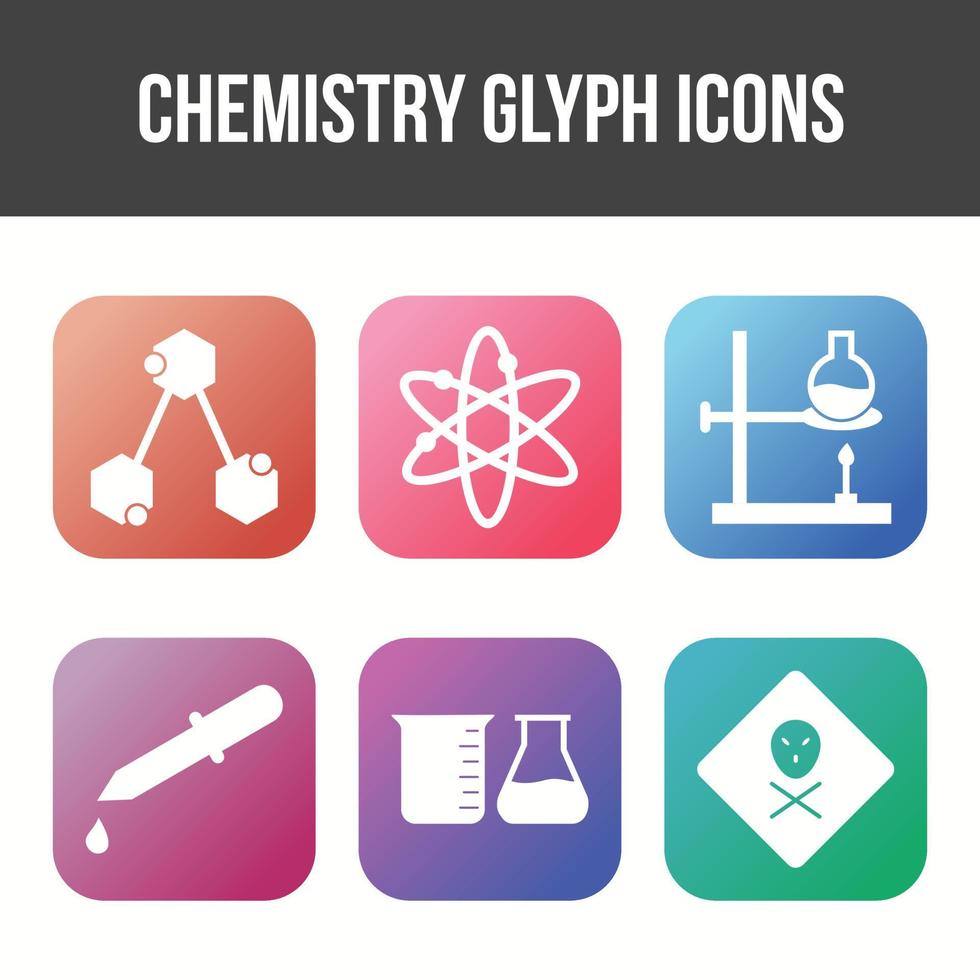 Unique Chemistry Glyph Vector Icon Set