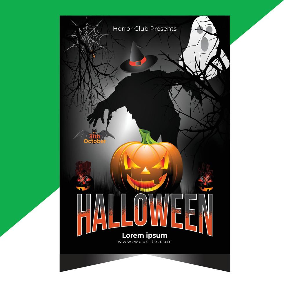 Halloween Party Flyer Template Design vector