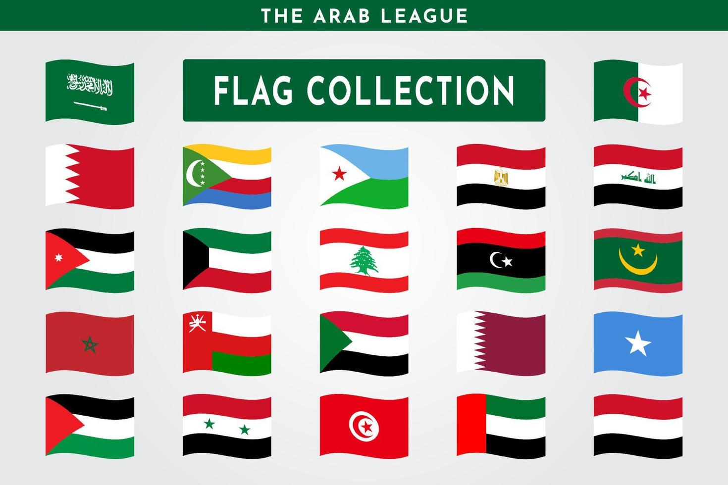 Set of The Arab League Flag Design vector