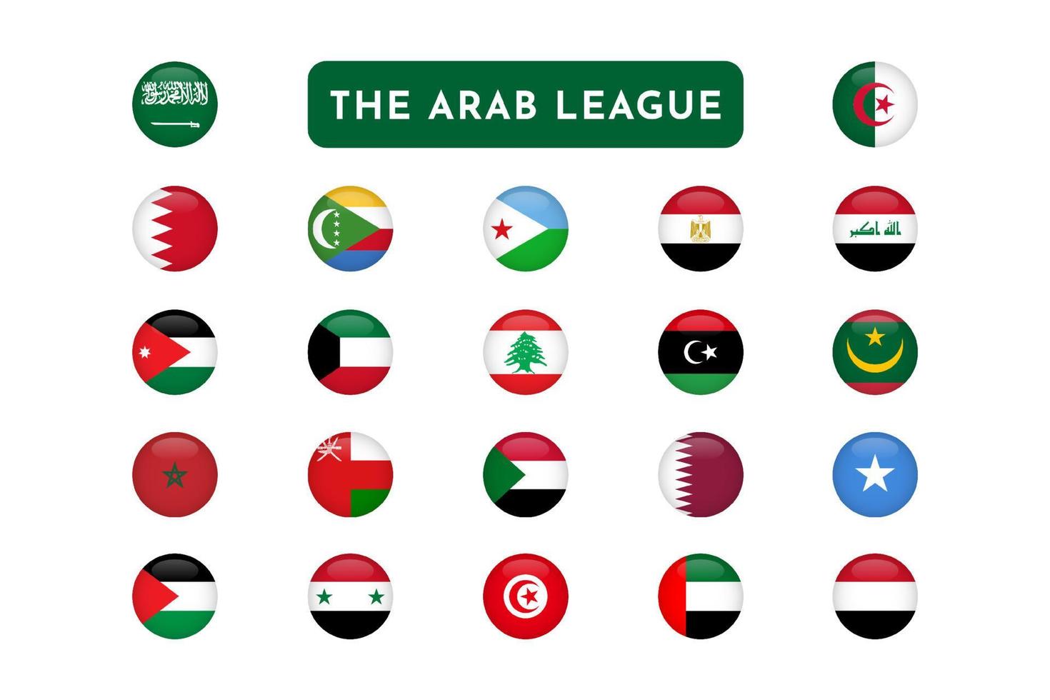 Set of The Arab League Flag Design vector