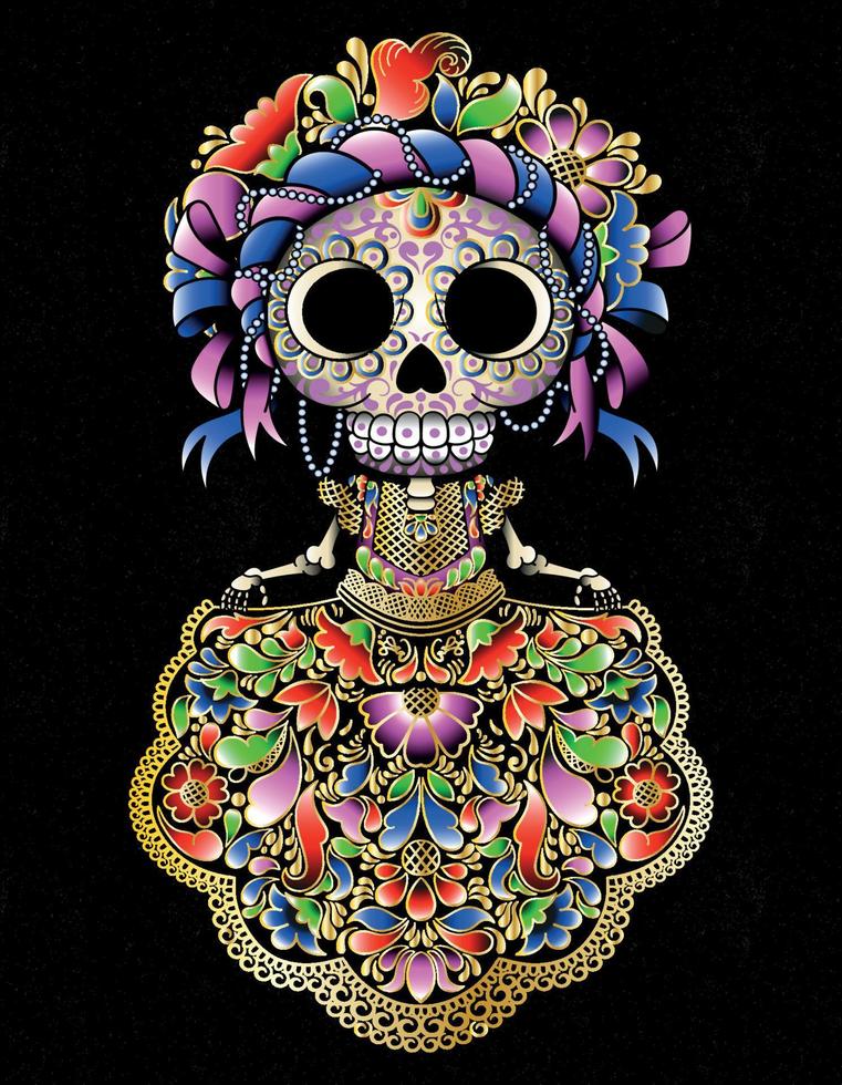skull mexican doll vector