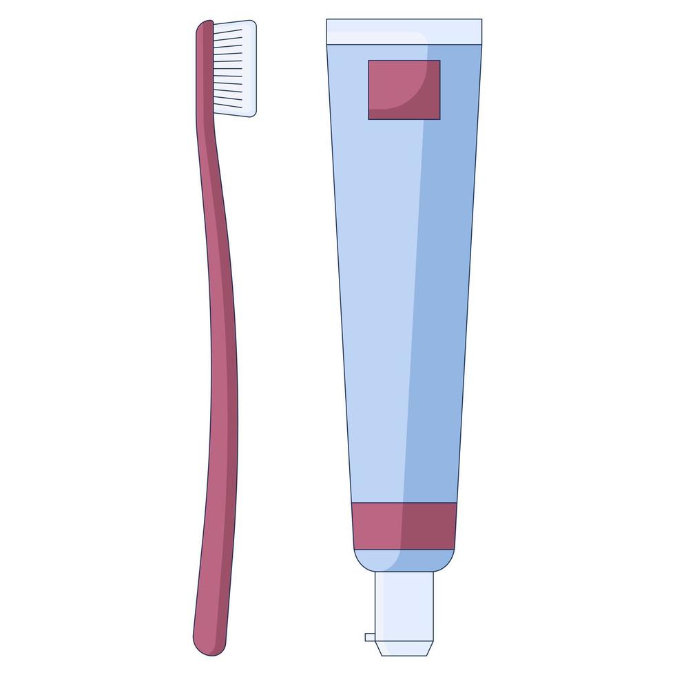 Toothbrush  with toothpaste  dental icon, mouth hygiene and dental care in a flat style isolated on a white background. vector