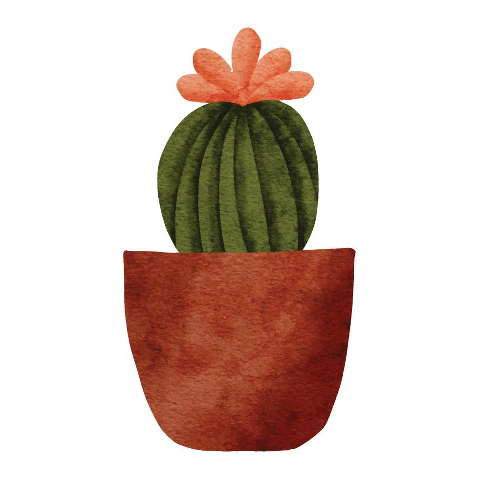 cactus maceta planta de interior acuarela pintada ilustración vector