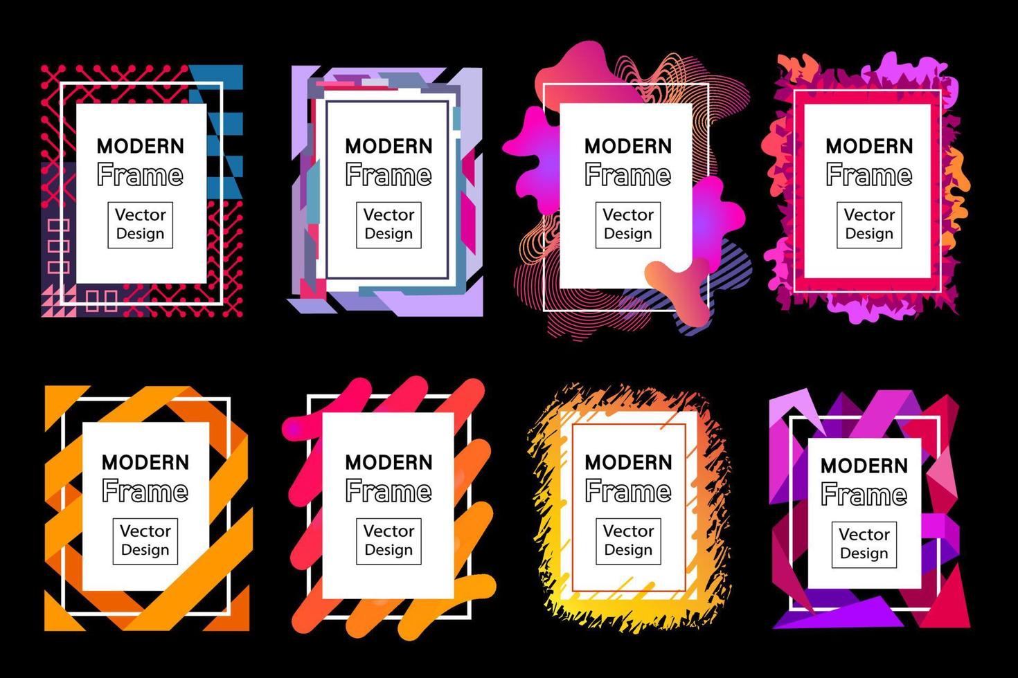 Modern vector frames set. Collection of vibrant rectangle art frames