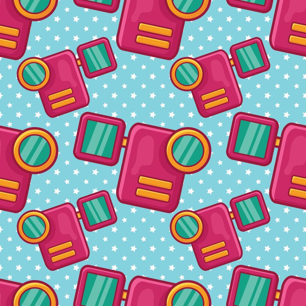 video camera camcorder seamless pattern vector illustration