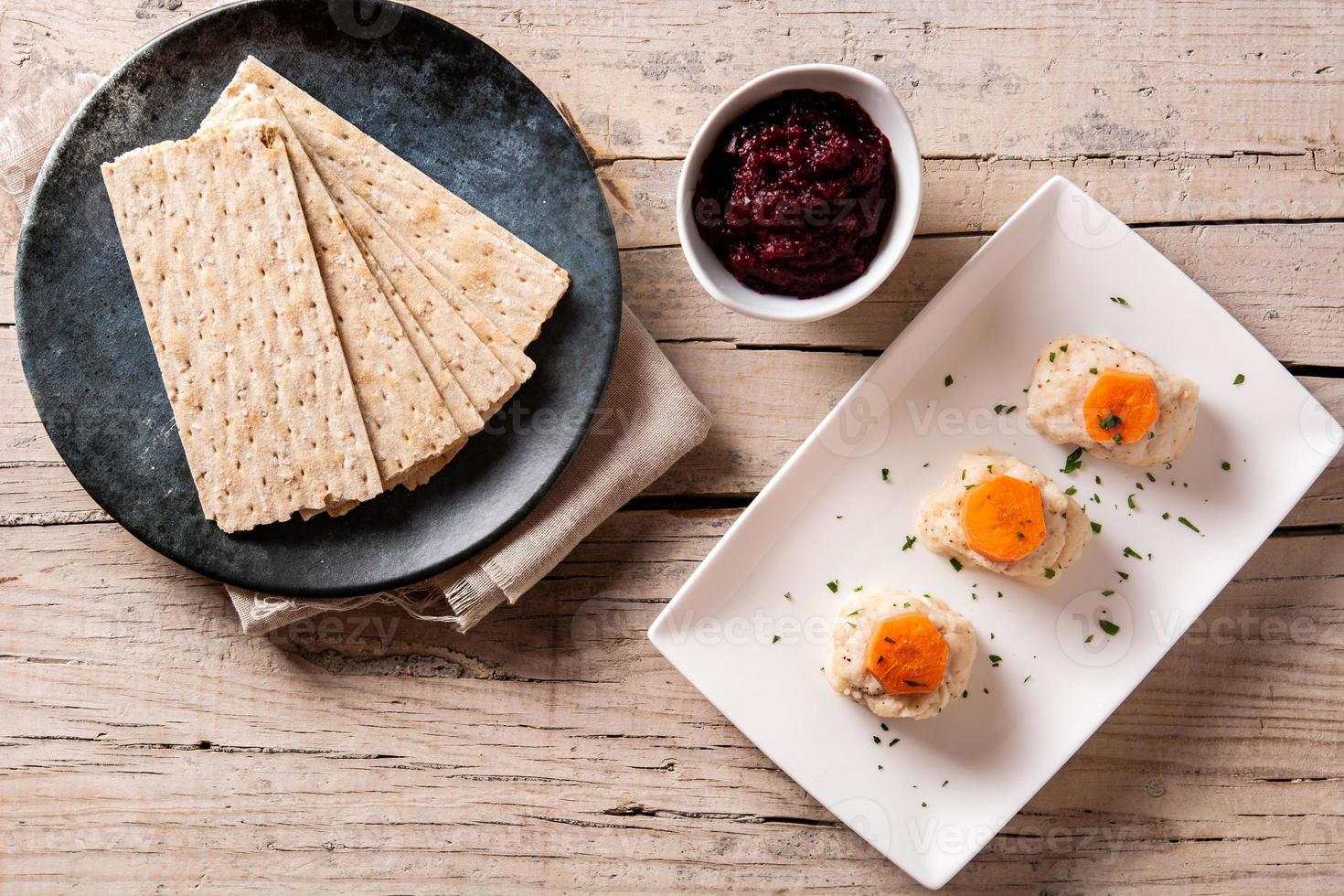 Traditional Jewish gefilte fish photo