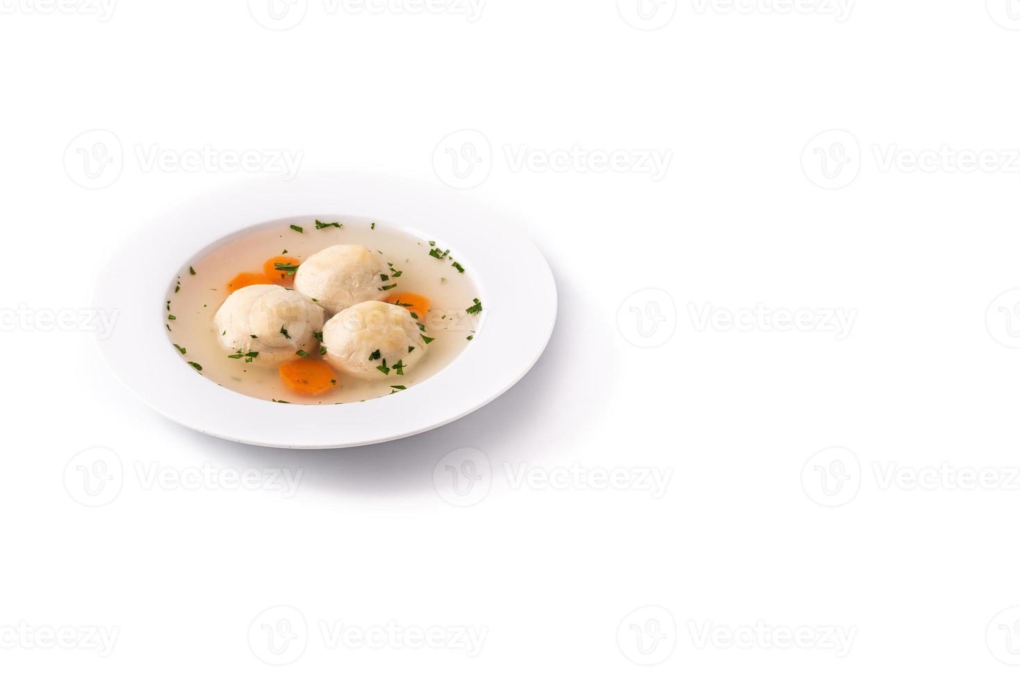 Traditional Jewish matzah ball soup photo