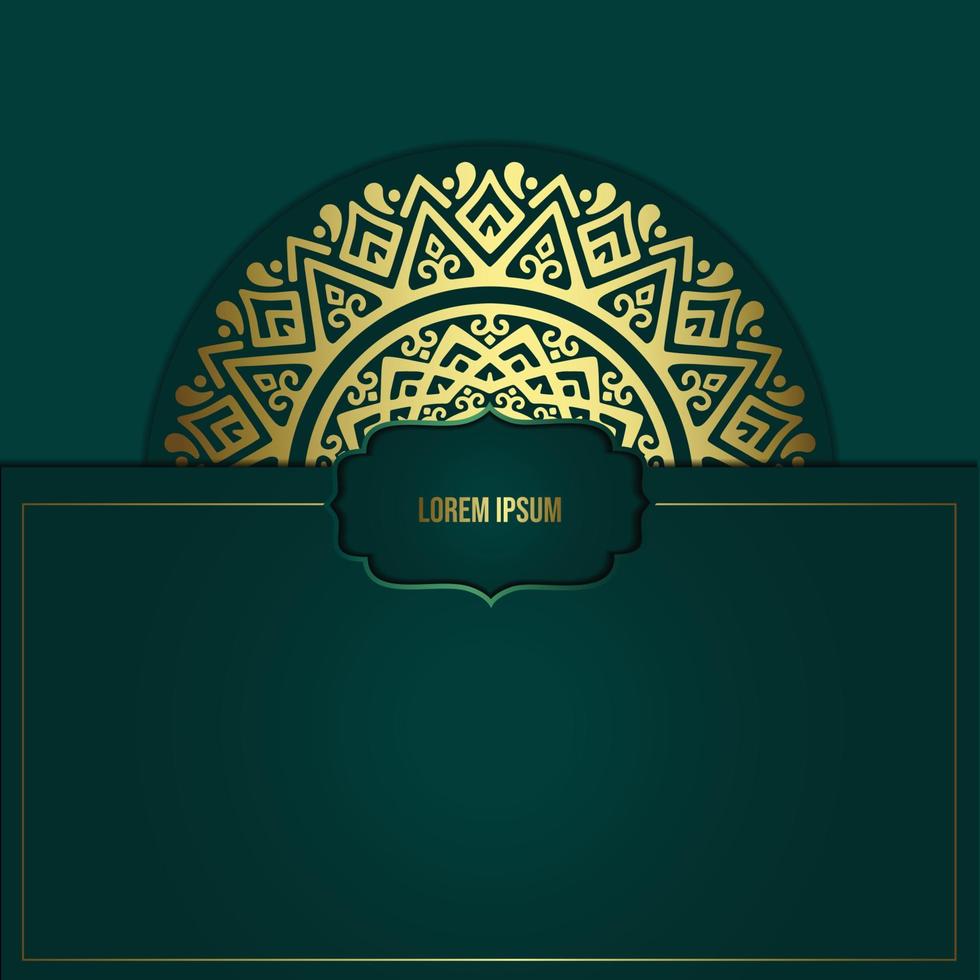 Fondo adornado de mandala de oro de lujo para invitación de boda, vector