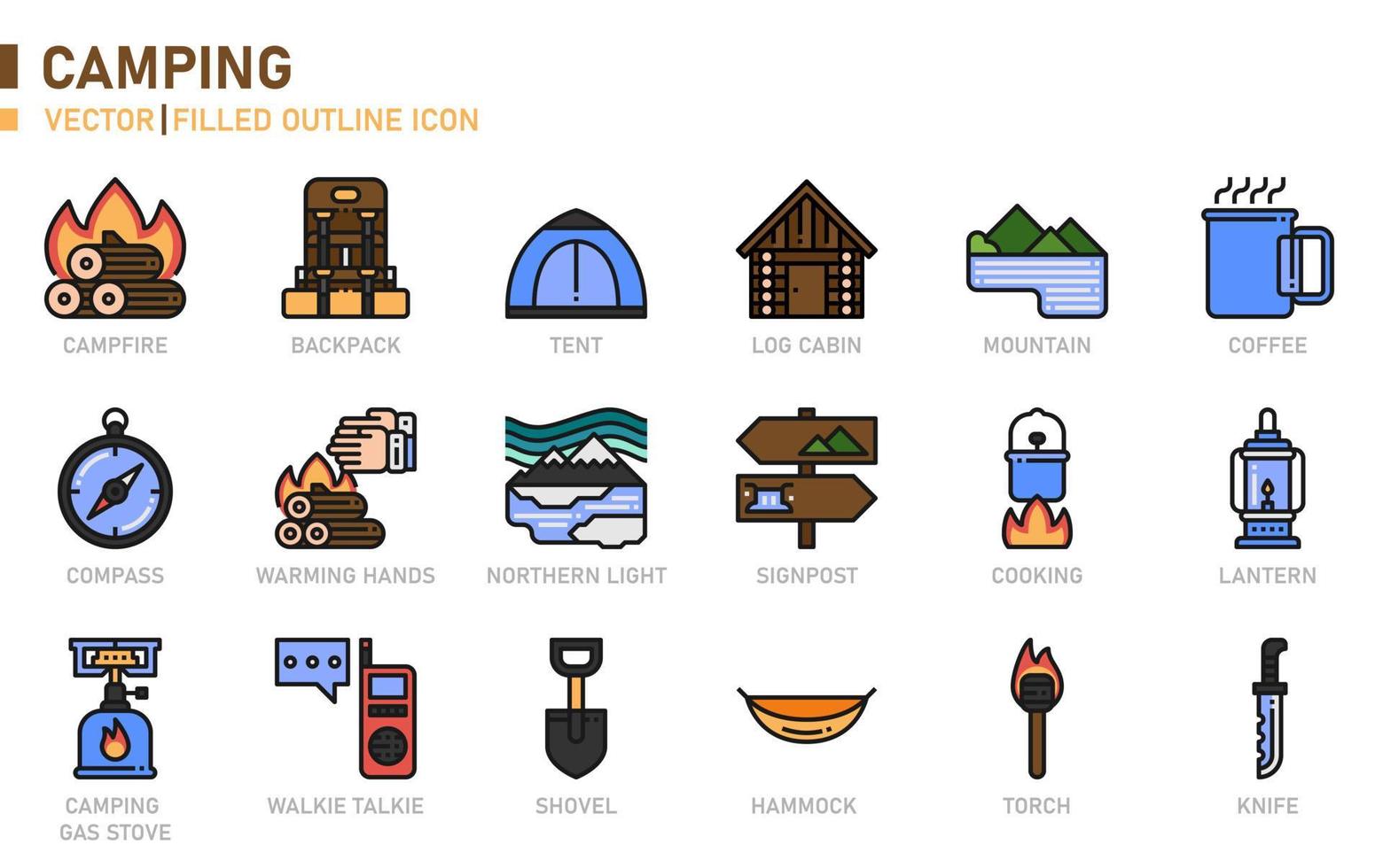 Camping Filled Outline Icon vector