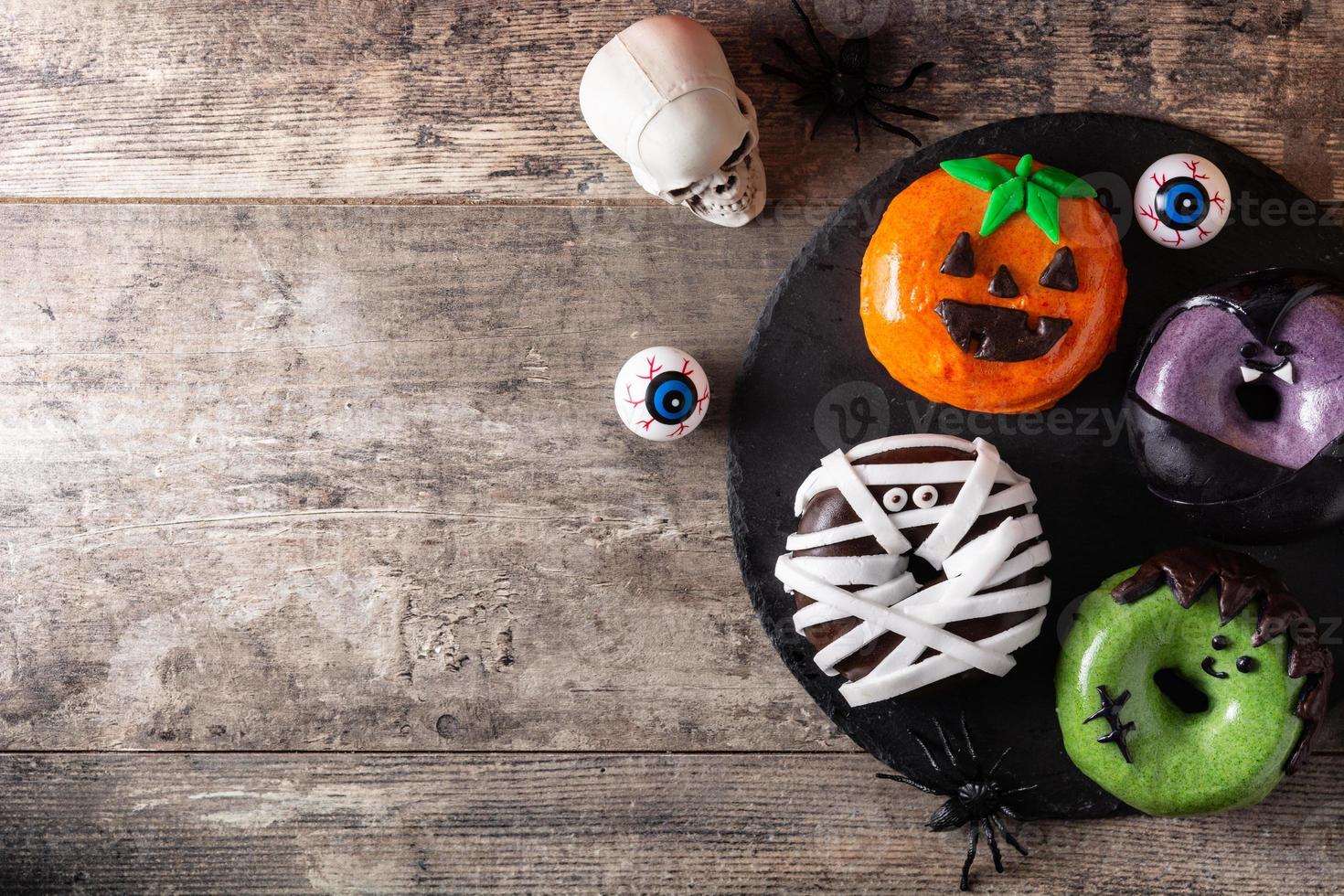Assortmen of Halloween donuts photo