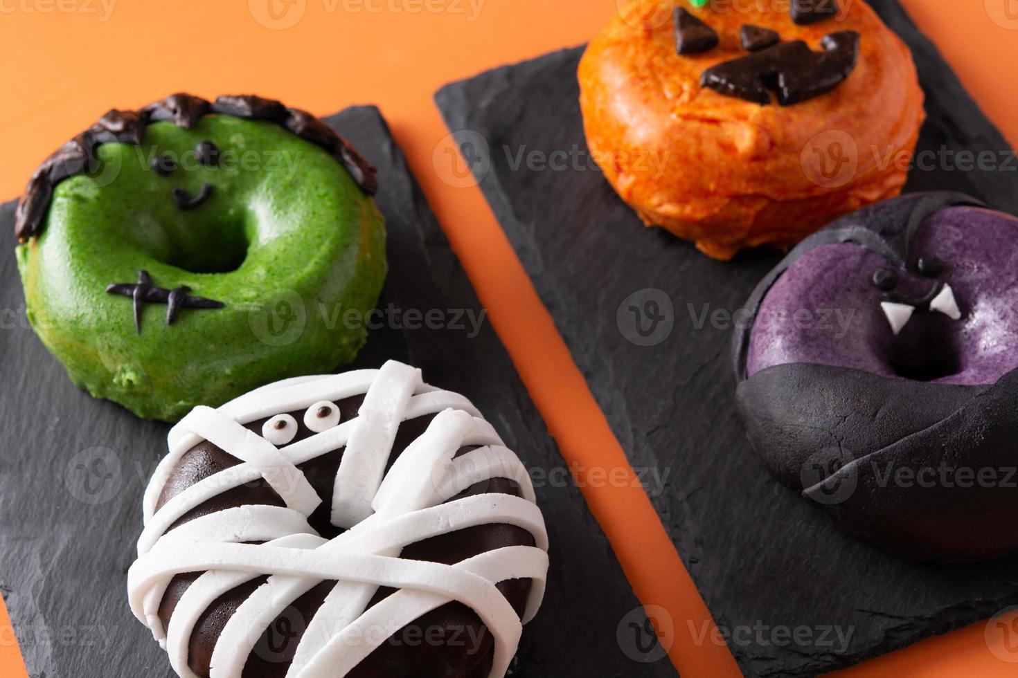 Assortmen of Halloween donuts photo