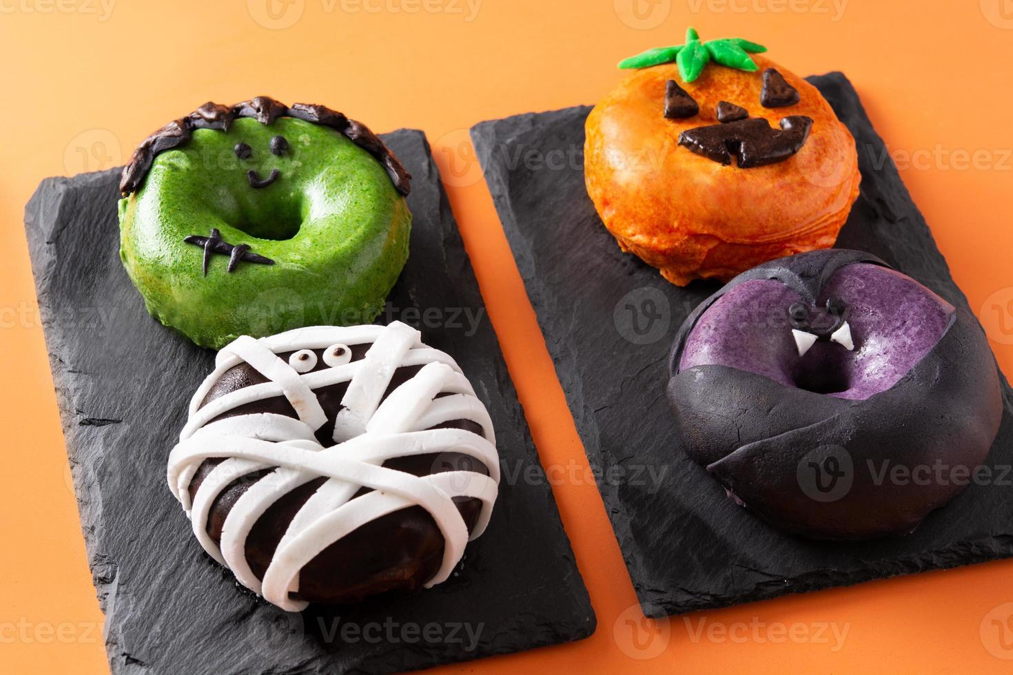 Assortmen of Halloween donuts photo