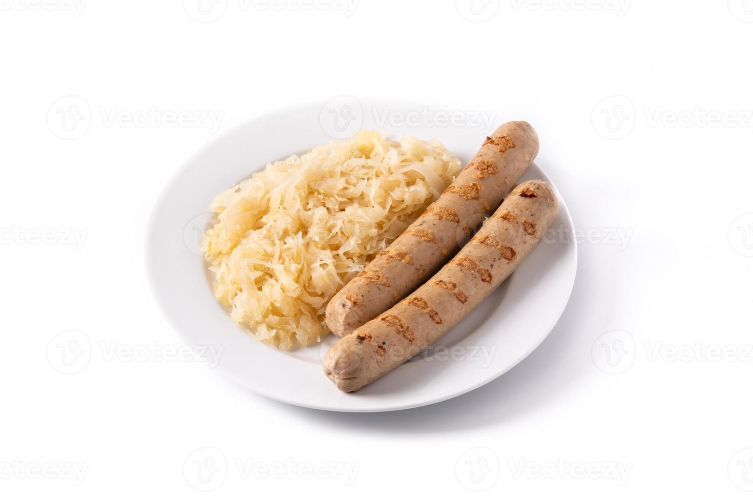 Bratwurst sausage and sauerkraut photo