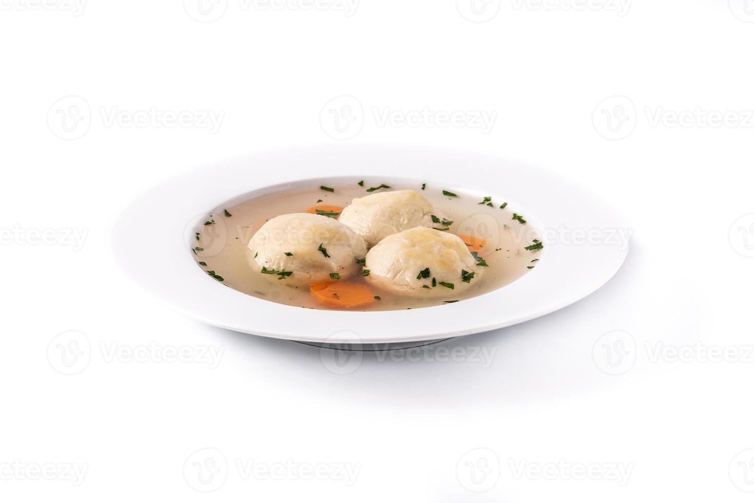Traditional Jewish matzah ball soup photo
