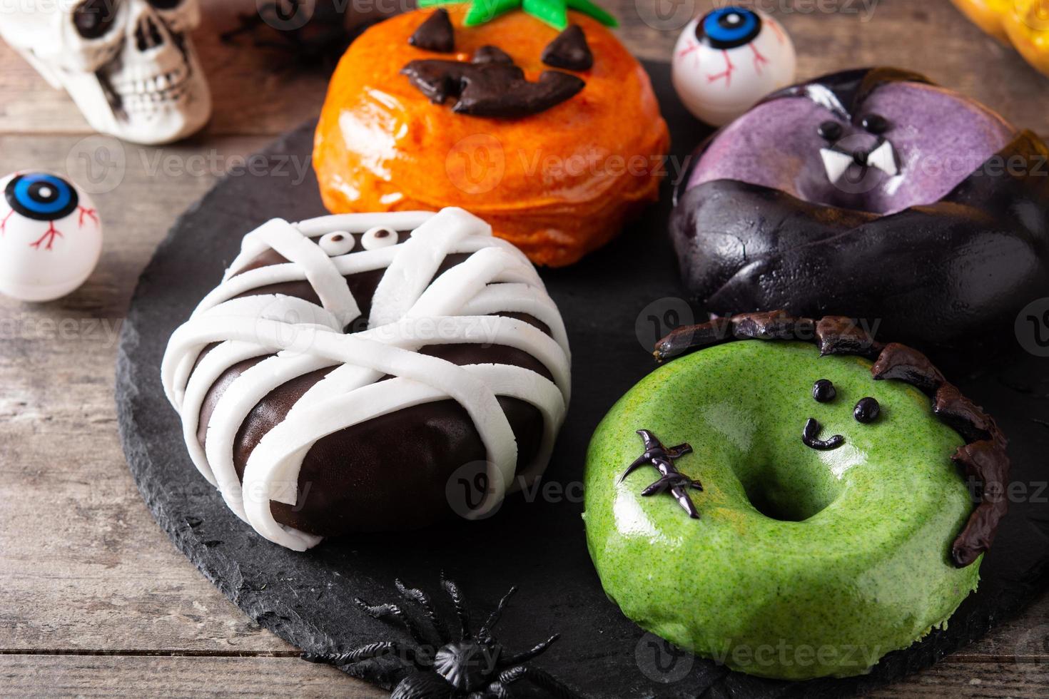 Assortmen of Halloween donuts photo