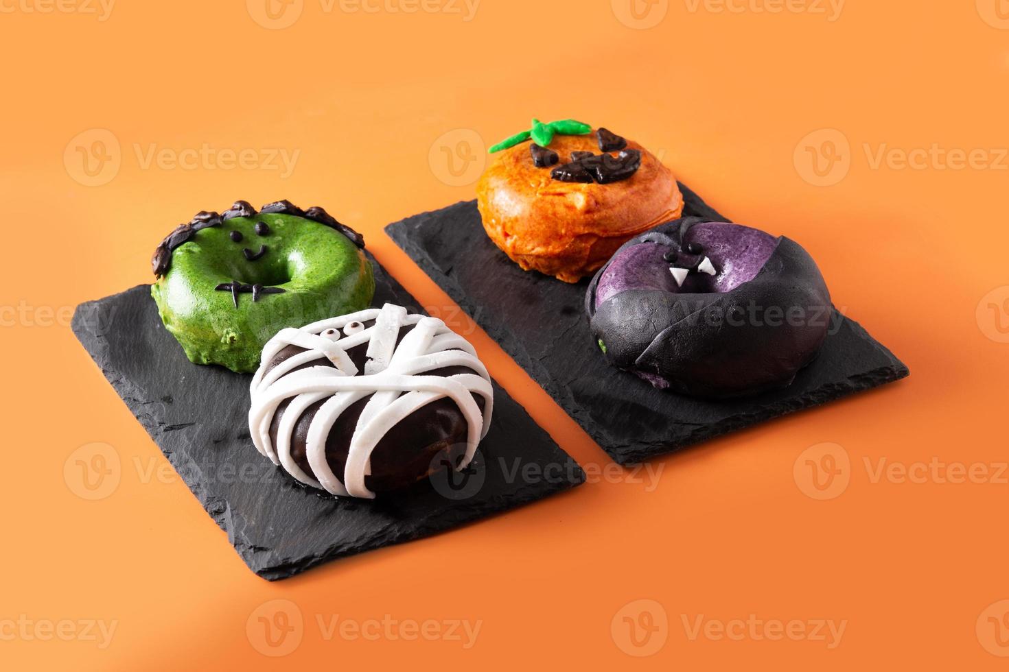 Assortmen of Halloween donuts photo