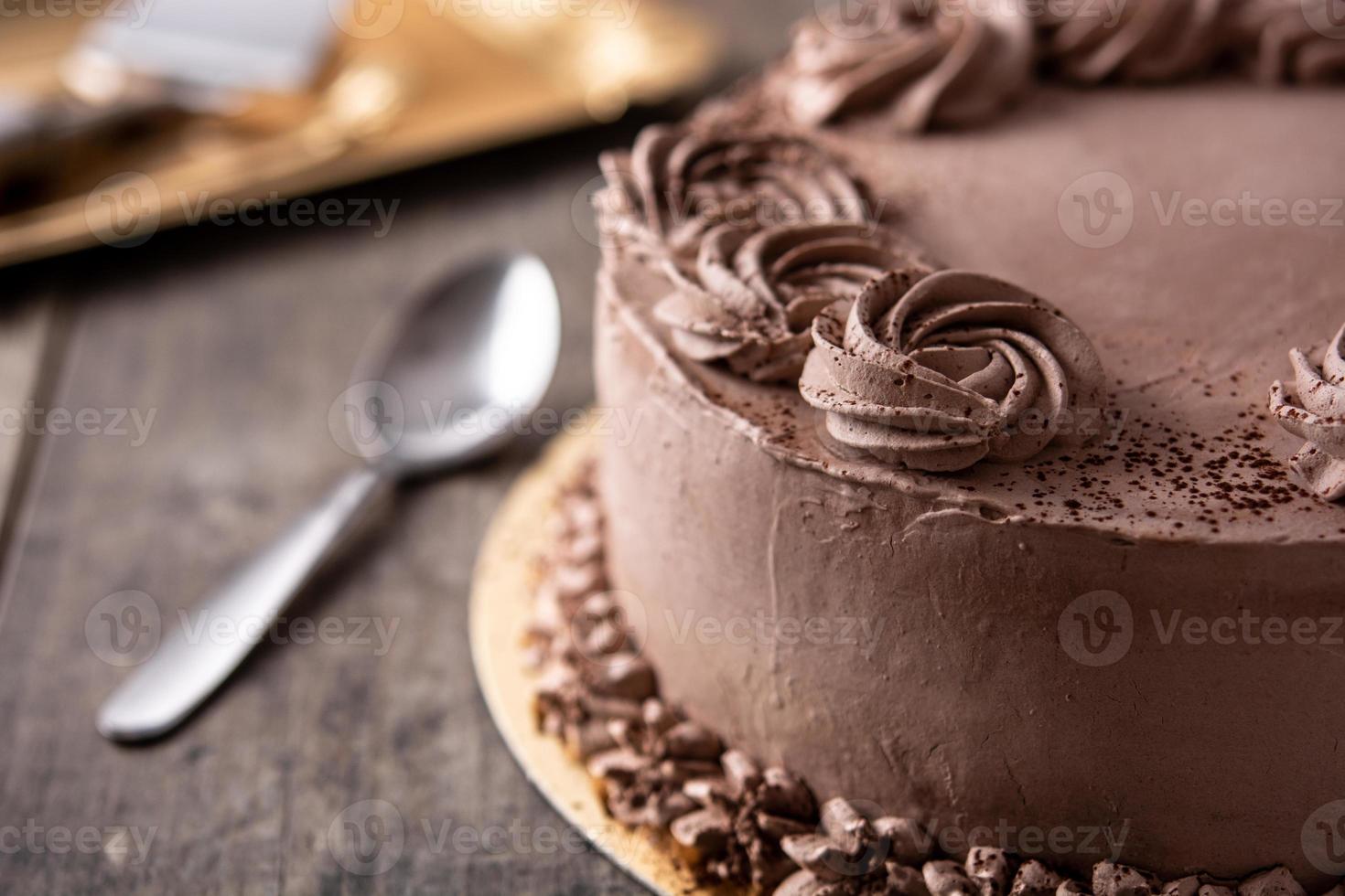 Piece of chocolate truffle cake photo