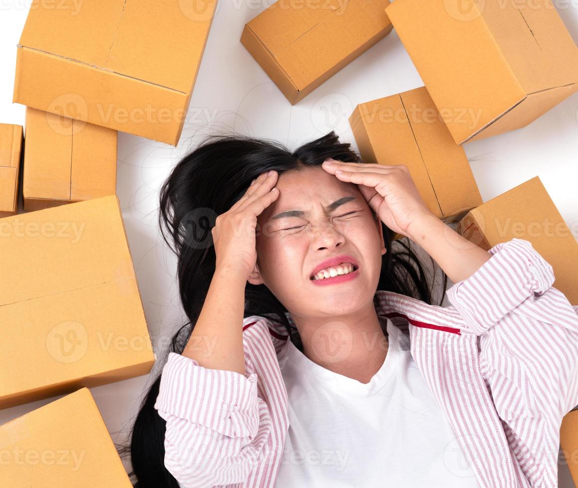 woman holding parcel box photo