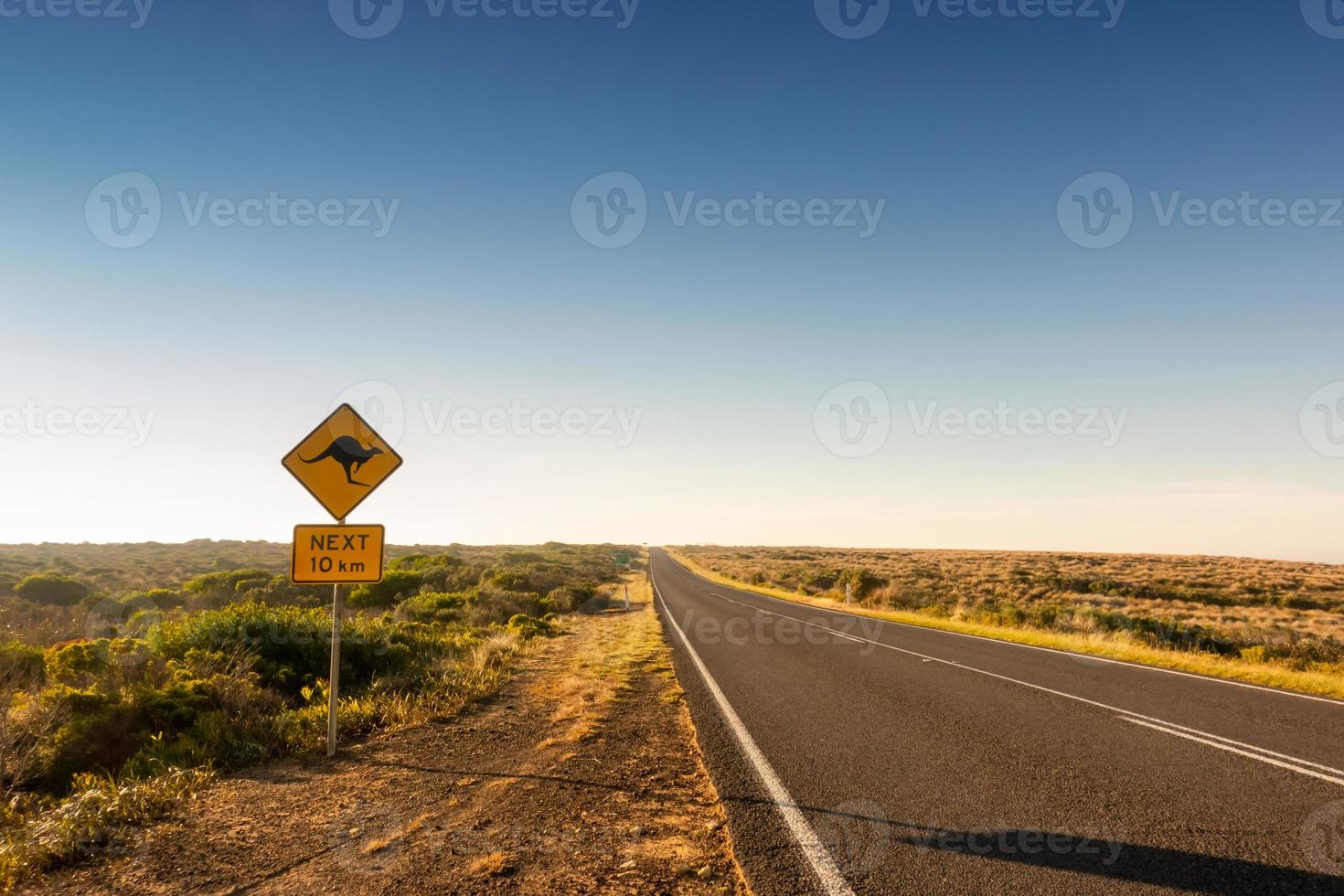 kangaroo crossing road sign photo