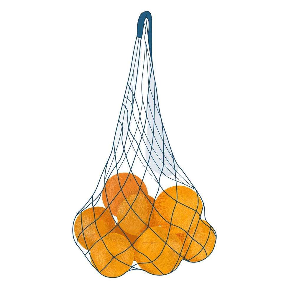 A string bag with oranges, graphics with noises vector