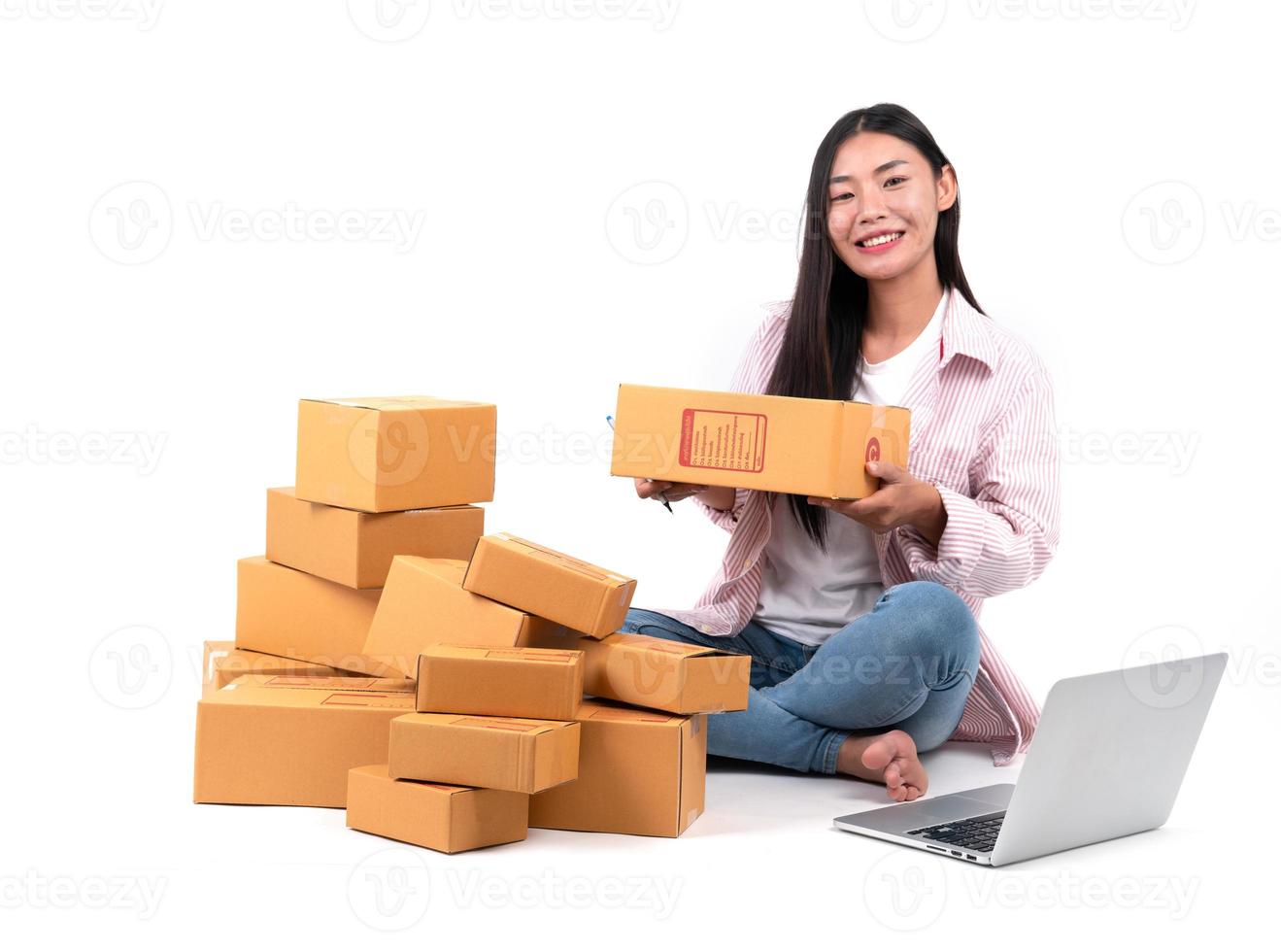 woman working sell online photo