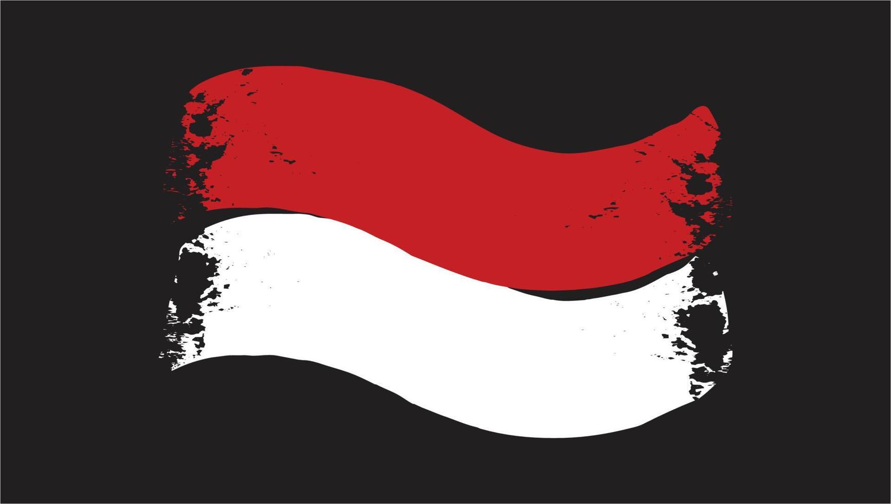 bandera de indonesia pincel pintado de acuarela transparente vector