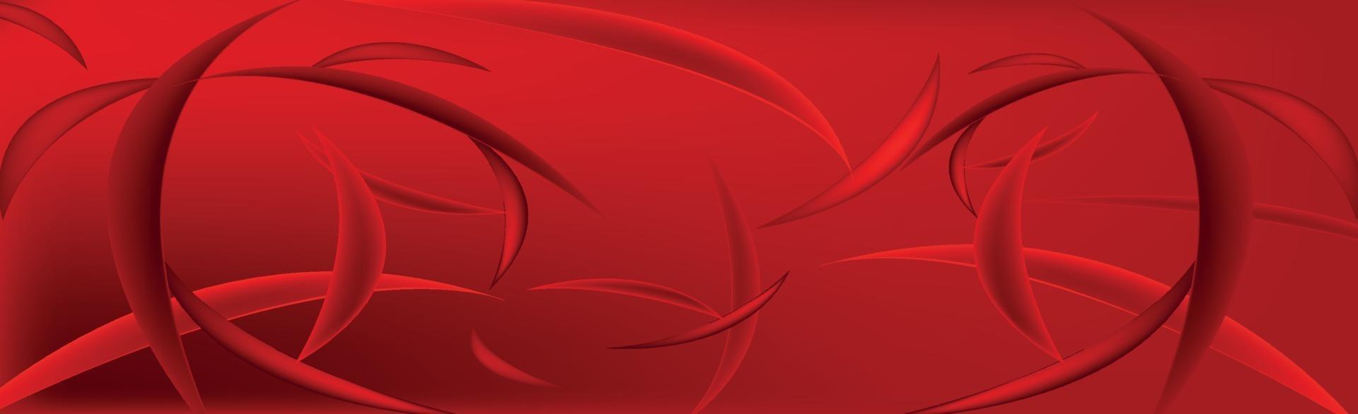 Volumetric lines on a red background - panoramic Vector background