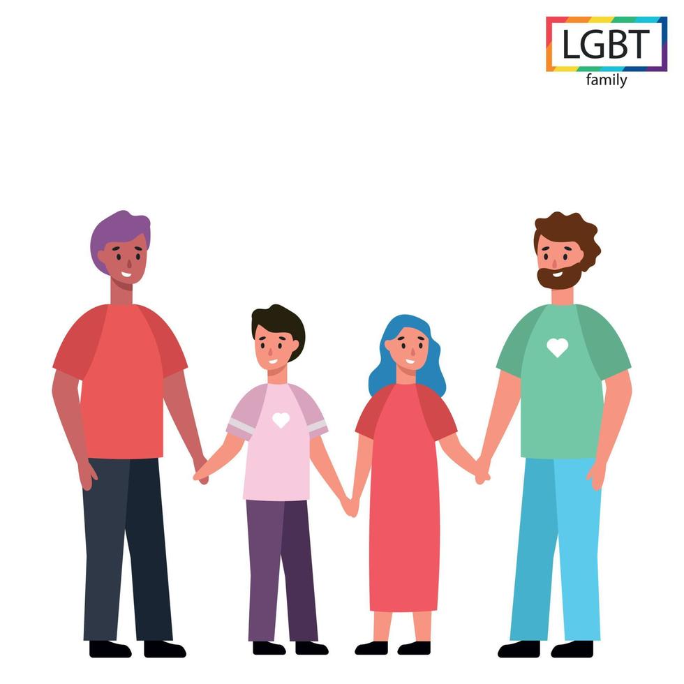 familia lgbt dos papás hija e hijo - vector