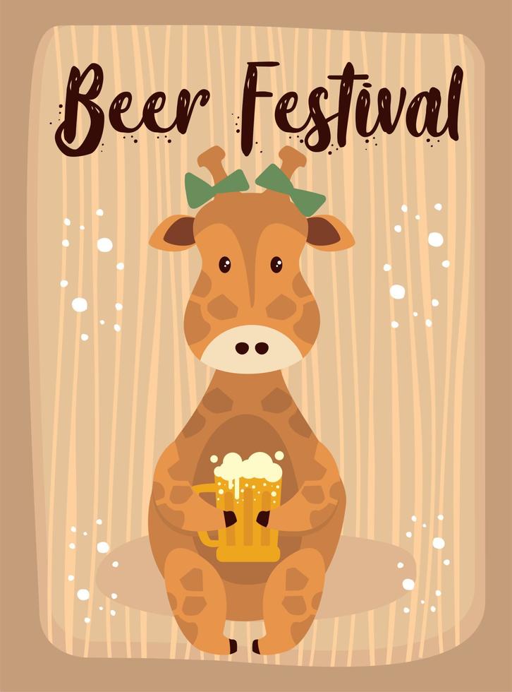 giraffe Cartoon Cute Animals October Beer Festival vector