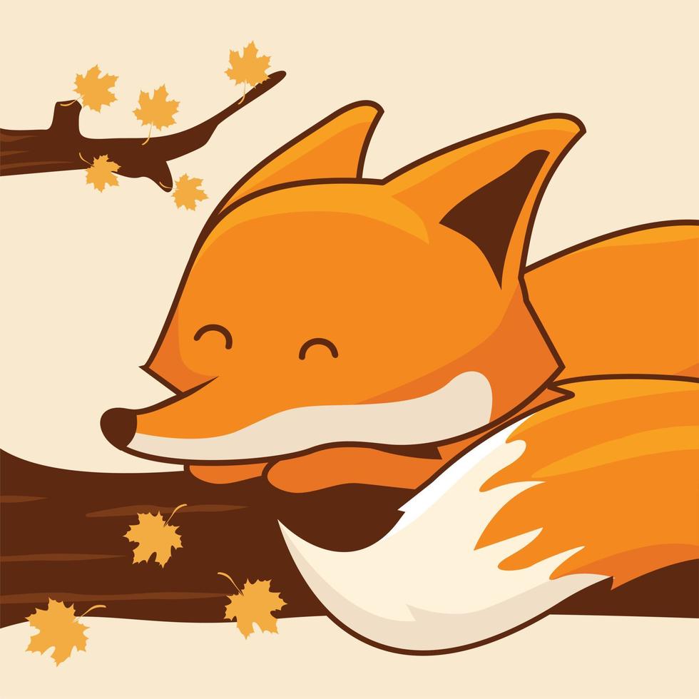 Fox Cartoon Cute Animals Illustrations vector