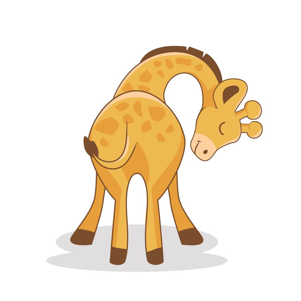 Cute Giraffe Cartoon Illustrations Isolated vector