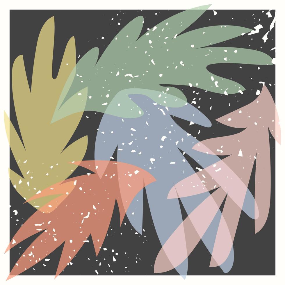 Vector collage modern poster with illustration of exotic palm tree leaves. Scandinavian Style. For posters, textile print, wrapping paper, greeting card template, social media post