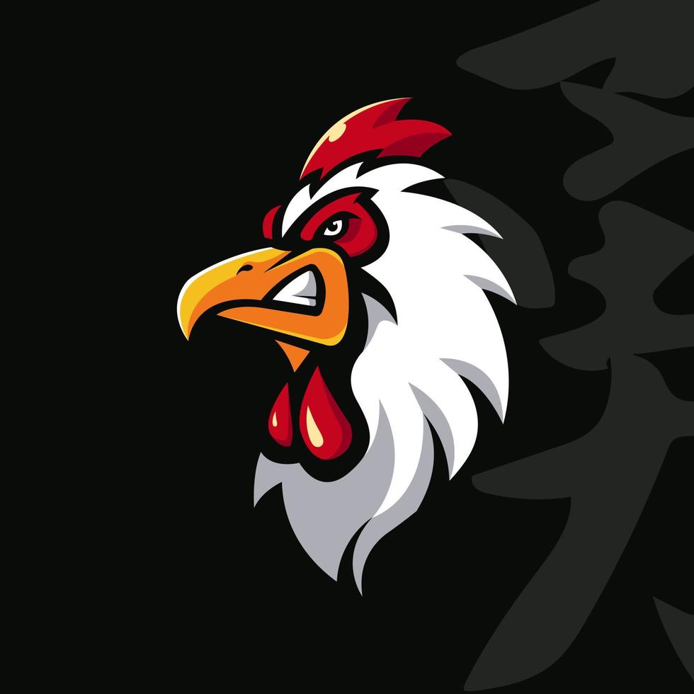 mascota de cabeza enojada de pollo, estilo de concepto para impresión de logotipo, insignia, emblema y camiseta vector