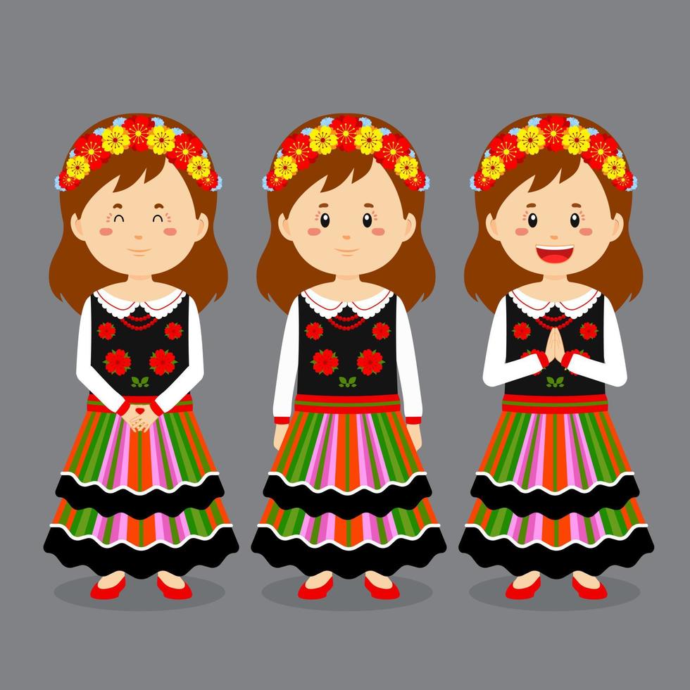 personaje de polonia con varias expresiones. vector