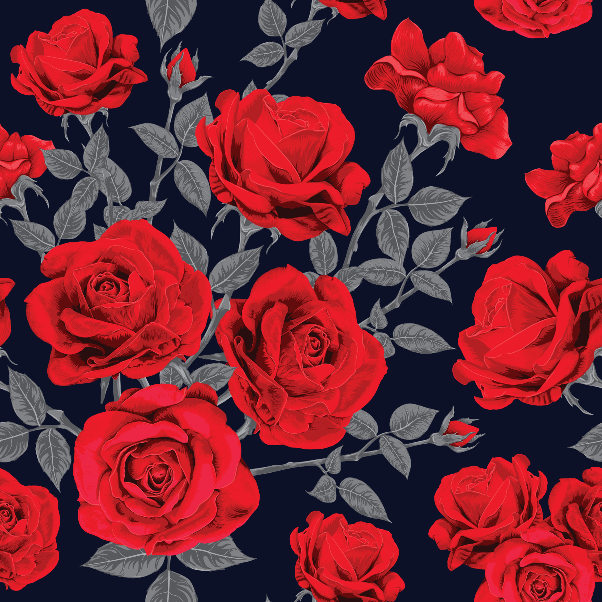 Tinh tế và trang nhã, hoa hồng đỏ trên nền xanh đậm hoa văn trừu tượng sẽ làm nổi bật trang trí không gian của bạn. Bất kể bạn sử dụng làm hình nền cho điện thoại hay máy tính, chúng đem đến một cái nhìn mới lạ và đẹp mắt.